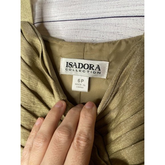 Women's Isadora‎ Collection gold ruched bodice side zipper dress size 6 petite - Picture 2 of 5